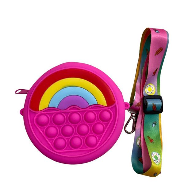 Pop Fidget Purse for Girls Shoulder Bag Sensory Toys Purple with Rainbow