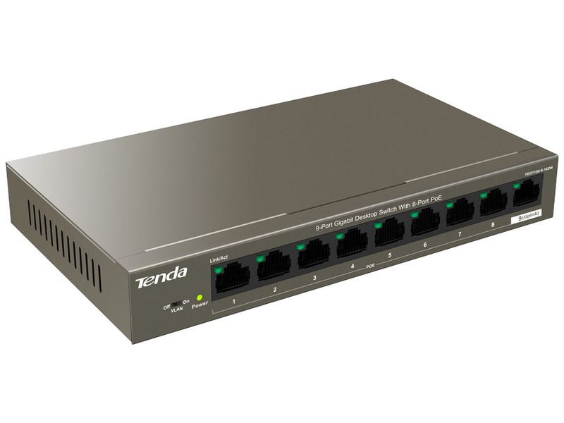 Tenda 9 Port Gigabit with 8 PoE 92W Desktop Switch | TEG1109P-8-102W