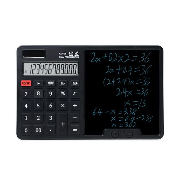 Solar-Powered Writing Pad Calculator | 12-Digit Display
