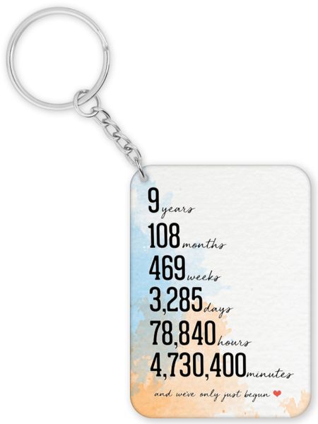 9 Years 9th Anniversary Gift Keyring