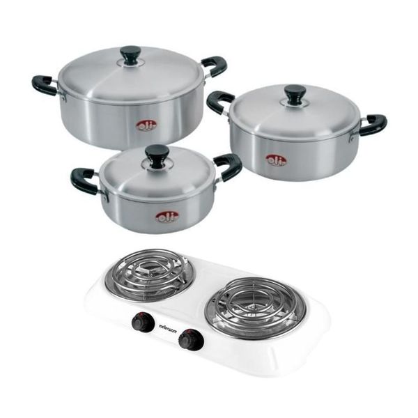 6 Piece With Hotplate - White image