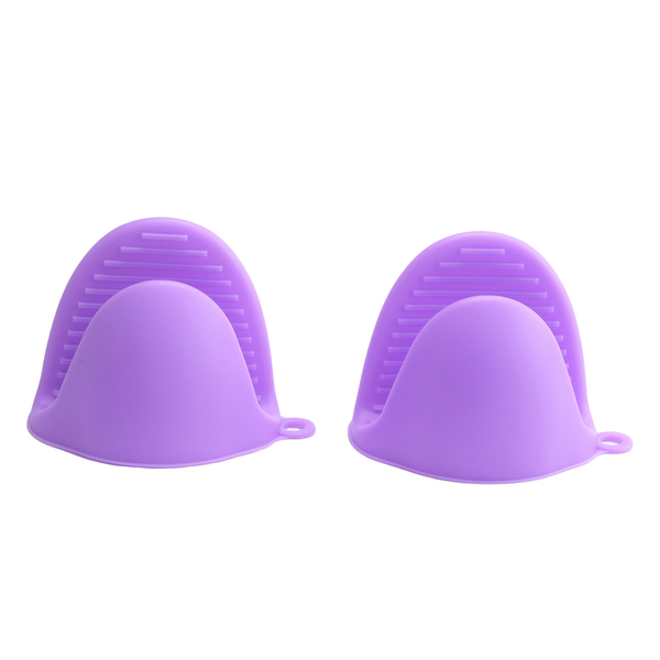 2x Oven Mini Mitts Silicone Heat Resistant Anti-scald Gloves for Cooking, P