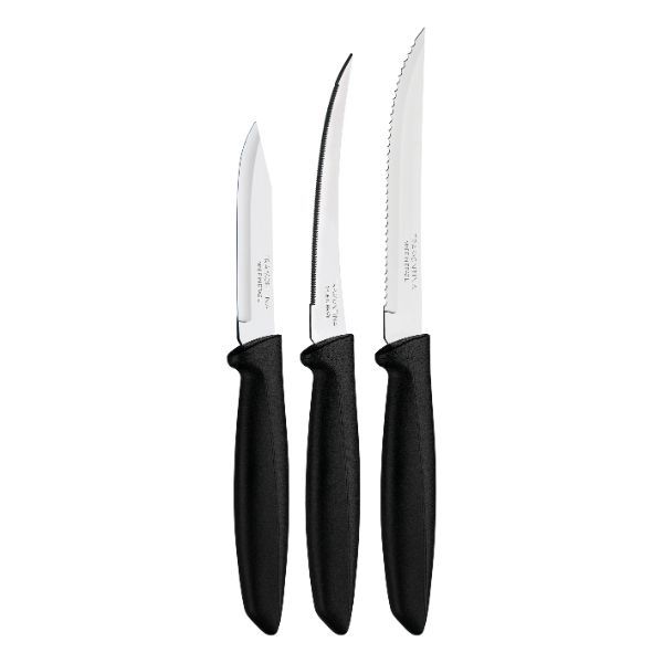 Tramontina 3-piece Plenus Knives Set with Black Polypropylene Handle