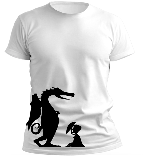 PepperSt Men's White T-Shirt - Dragon And Child