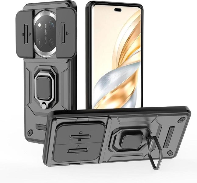 Magnetic Kickstand Case with Lens Slide Cover Compatible with Honor X9c 5G