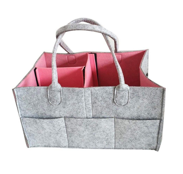 Felt Nappy Organizer- grey &amp; pink