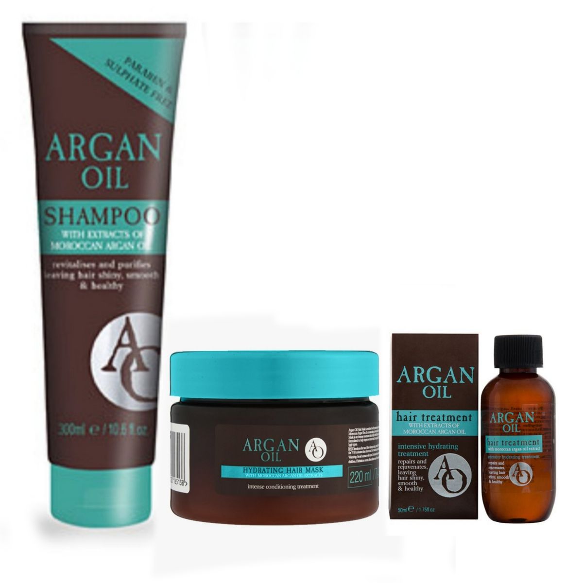 Argan Origins Argan Oil Shampoo, Hydrating Hair Mask & Treatment Oil