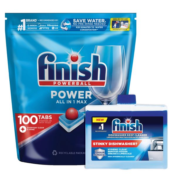 Finish 100's All In One Auto Dishwashing Tablets + 250ml Machine Cleaner