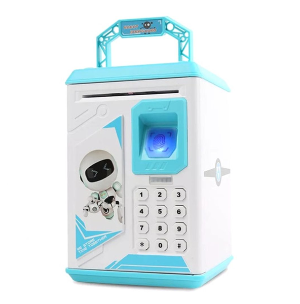 Money Bank for Kids, Kids ATM with Password and Finger Print - Blue