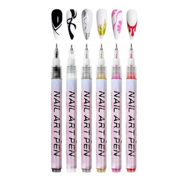 6 Piece 3D Nail Art Pens Set - DIY Nail Art Tools