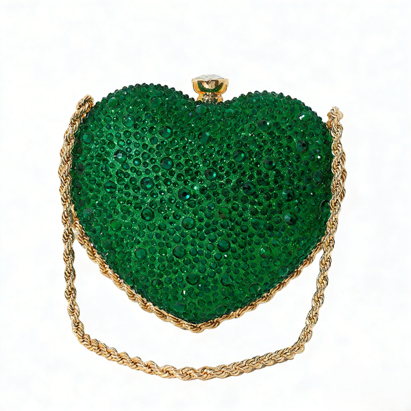 ZELTRYN Heart Shaped Diamond Studded Crossbody Women's Fashion Mini Clutch