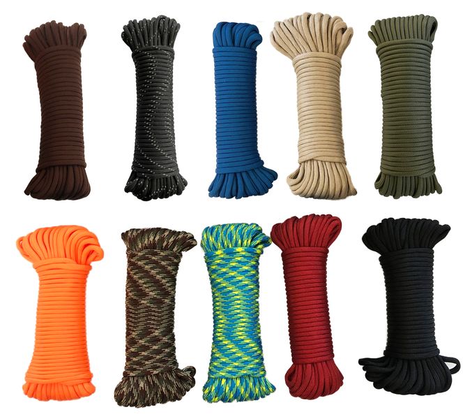 Paracord 550 Type III - 100% Nylon - Variety 10 Pack