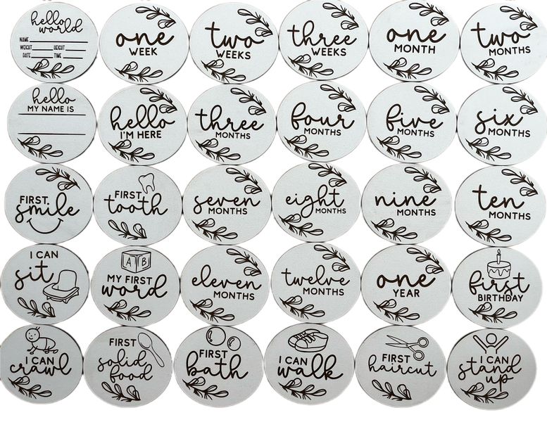 Baby 30x Feathers Milestone Cards with box for Gift Baby Shower Newborn