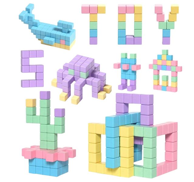 20 Piece - Cube-Shaped Magnetic Block Toy Set - Multicolor