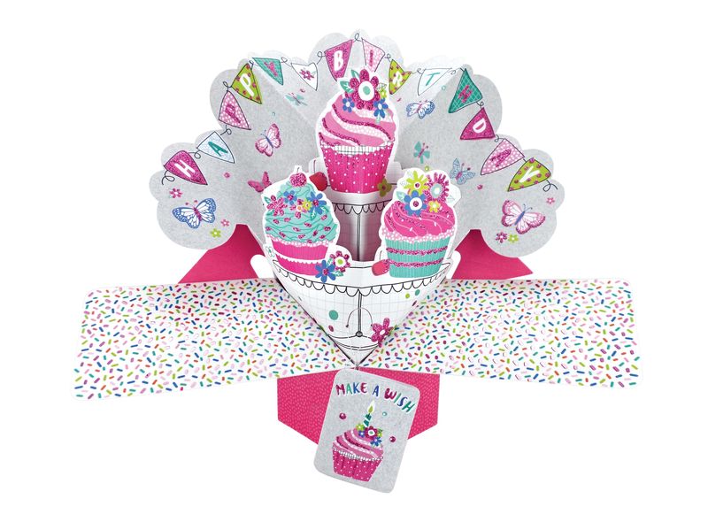 3D Pop-up Card - Birthday Cupcakes