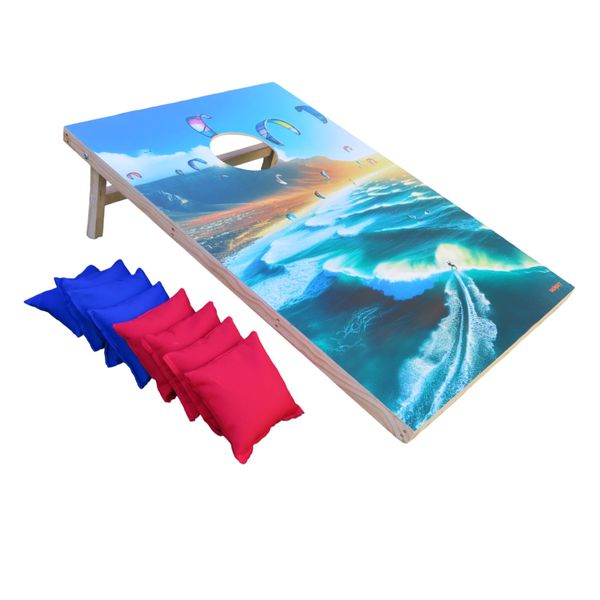 Trendify Giant Single Board Cornhole Game with 8 x Bean Bags - Kite Surfing