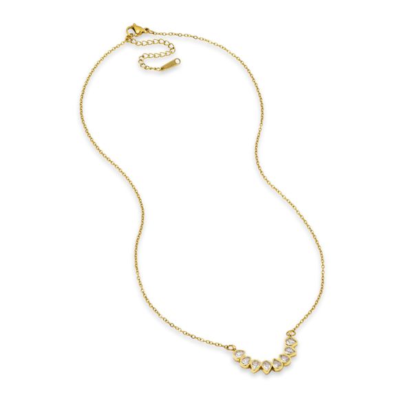 iDesire Cubic Zirconia Pear Cluster Curve Necklace