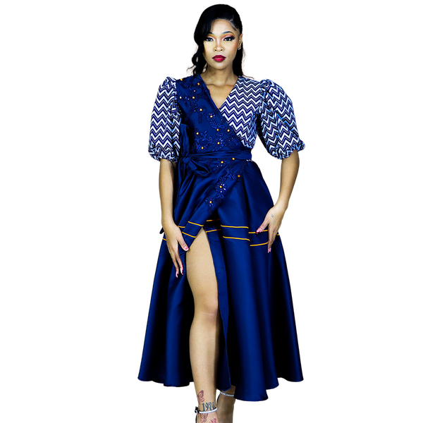 Africa Fashion House - Anna-Mo Le Blue Shwe Shwe Dress