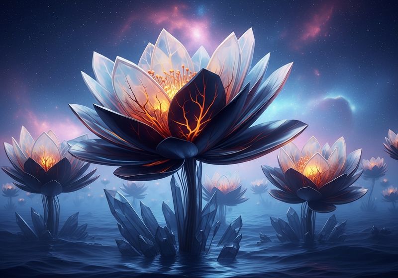 Modern Minimalist Art Ready to Hang Contemporary Art Cosmic Lotus Bloom