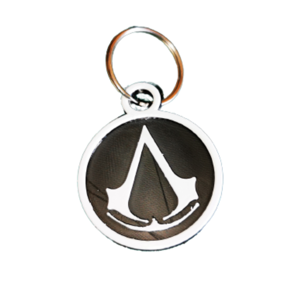 Assassin's Creed Keyring Black and White 3d Printed