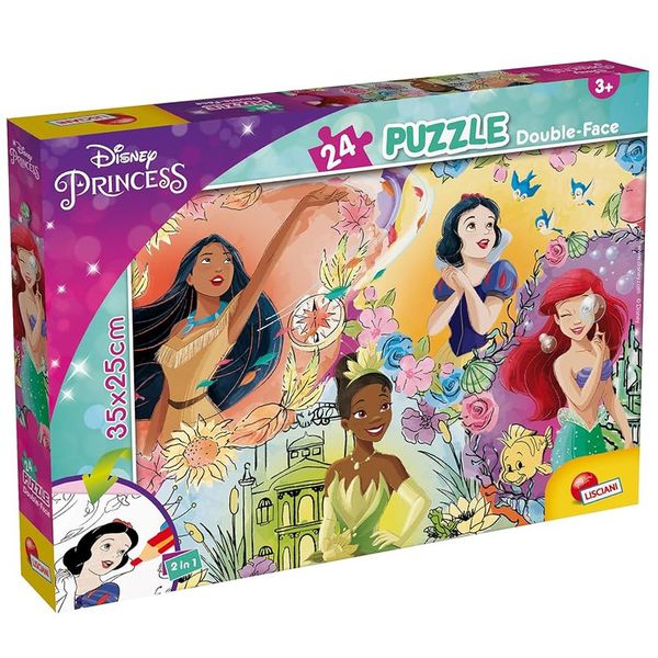 Lisciani 24 Piece Double Face Puzzle Disney Princess - Colouring Fun!