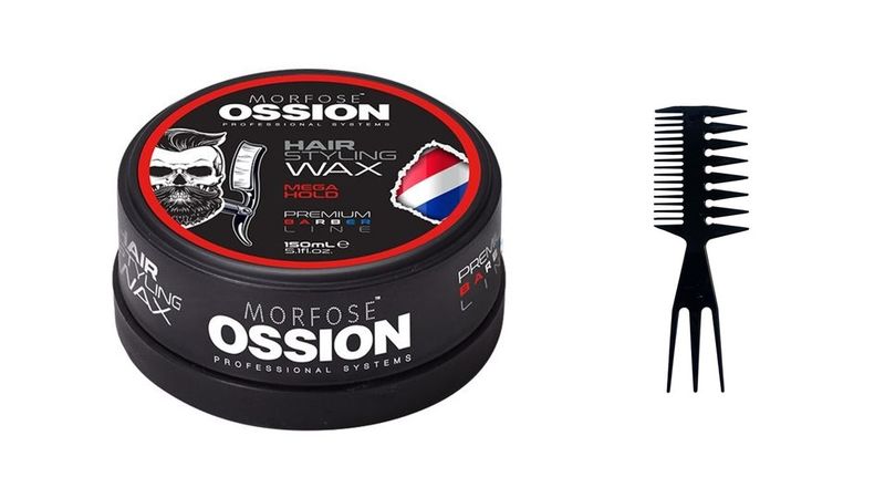 Ossion Hair Gel Wax Mega Hold 150ml + Double-Sided Tooth Comb.