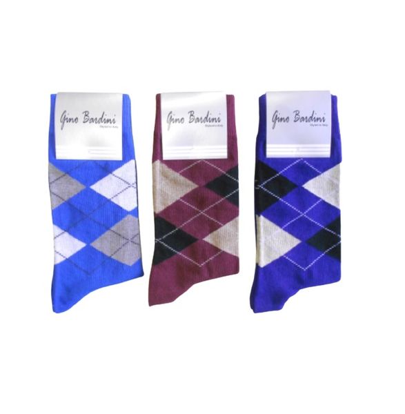 Gino Bardini Luxury Patterned Cotton Blend Socks - Pack of 3