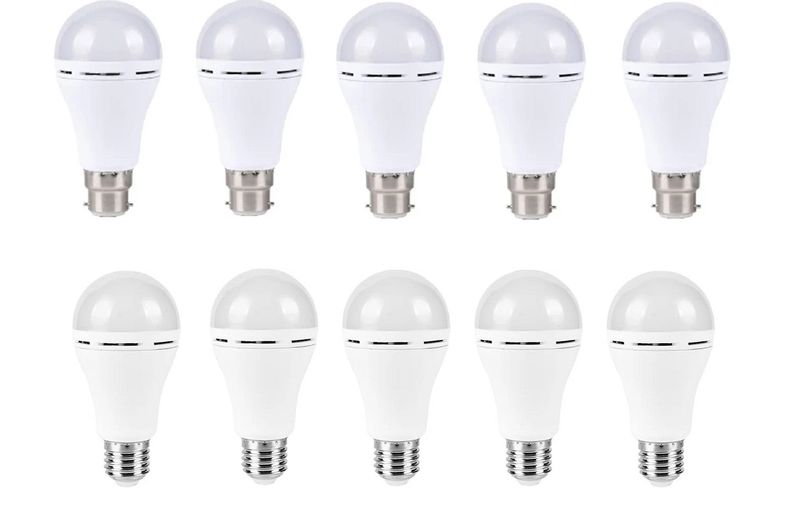 LED Rechargeable Battery lights Bulb - B22 And E27 - A Mix Pack Of 10