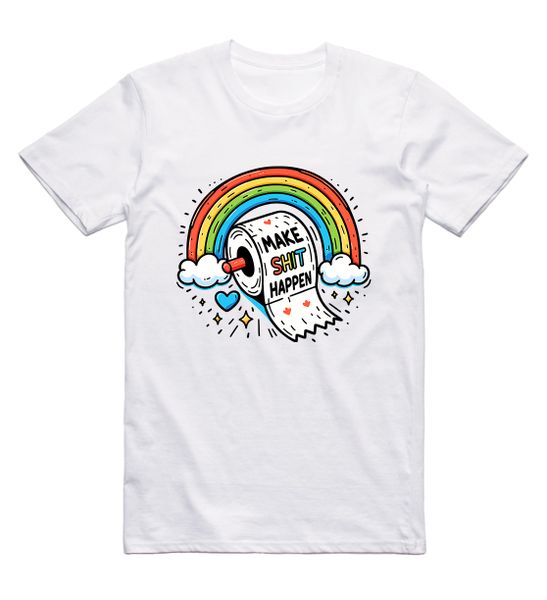Make Shxt Happen : Funny White T-Shirt