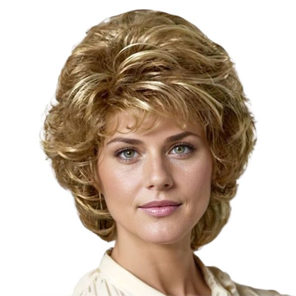 25cm Fluffy Short Curly Hair Ladies Fashion Chemical Fiber Wig