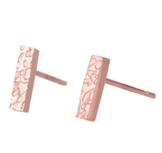 Surgical Steel Small Hammered Bar Earring Studs