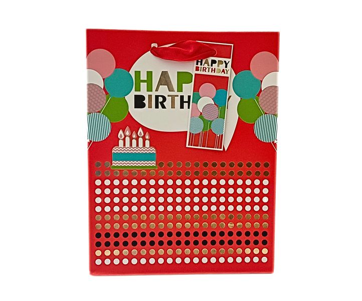 Happy Birthday Gift Bag -Classic Red Party &amp; Stylish | Medium Size