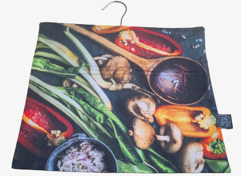 Laundry Peg Bag - Colourful Vegetables and Spoon