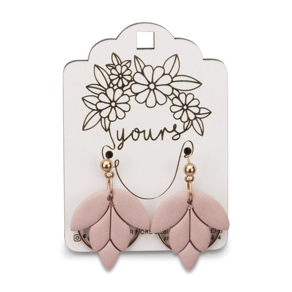 Yours - Hanging Earrings - Flower Design - Dusty Rose - Gold-Plated Hoop