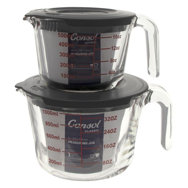 Consol Palma Measuring Jug Borosilicate with Grey Cover, 500ml
