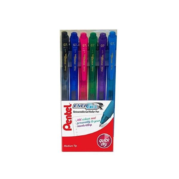 Pentel Energel X PTLBL107-6 Wallet of 6 Pink,Pur,Grn,Blu,Red &amp;Blck