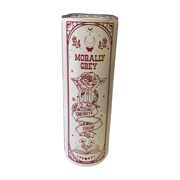 20oz / 600ml Tumbler with lid and straw- Morally Grey Book Club