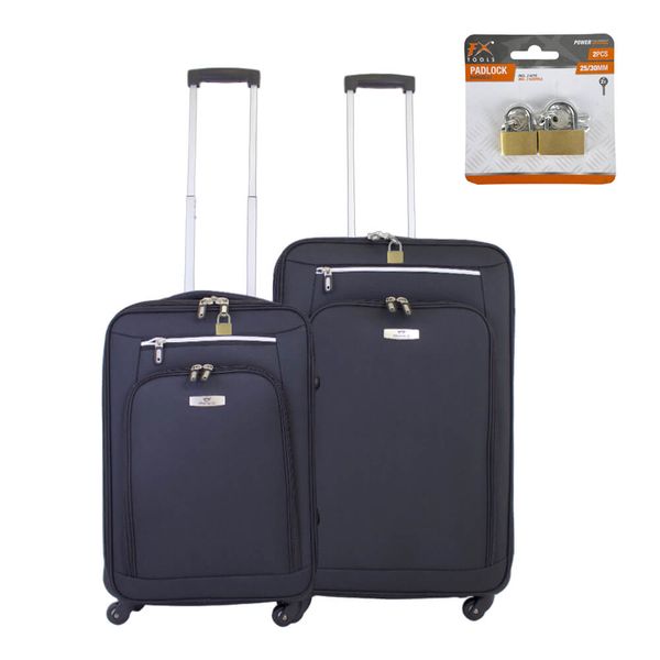 Florida On Board Soft Shell Luggage Suitcase with Padlock - Set 50cm &amp; 60cm