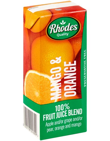 Rhodes 100% Fruit Juice Mango &amp; Orange 24 x 200 ML
