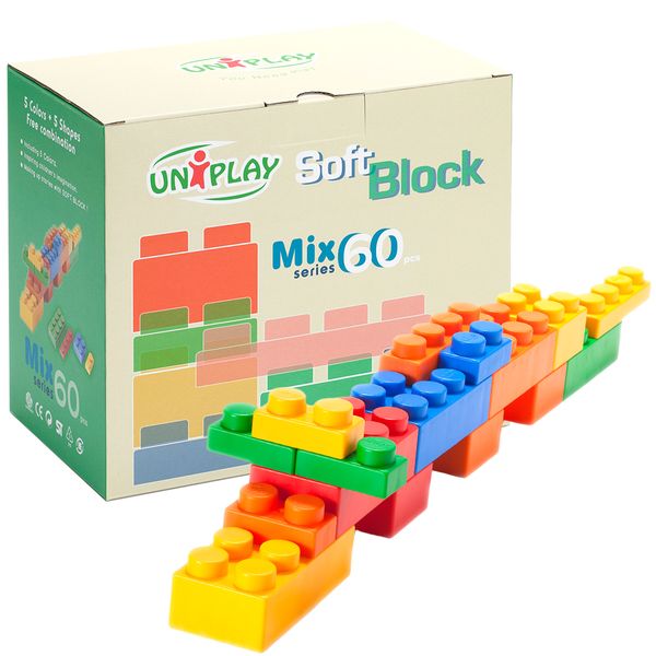 Greenbean Jumbo Educational Soft Blocks Mixed Box: 60 Pieces