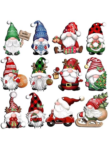 Wooden Christmas Dwarf Ornament - Set of 24