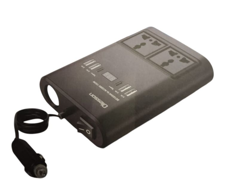 12V Car Power Inverter with Dual AC Sockets &amp; USB Ports