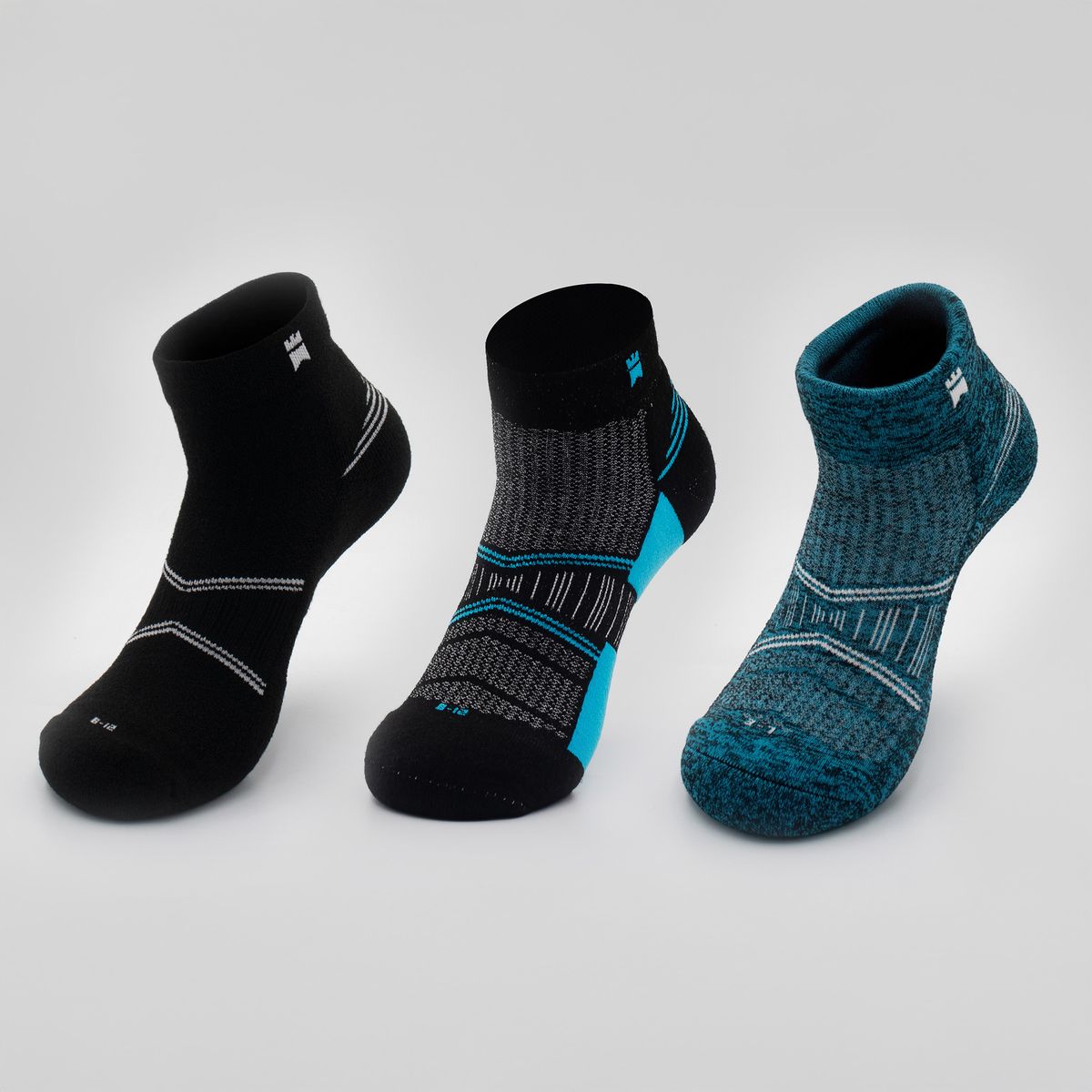 Gilnokie ActiveX Socks - Black & Blue - 3 Pack