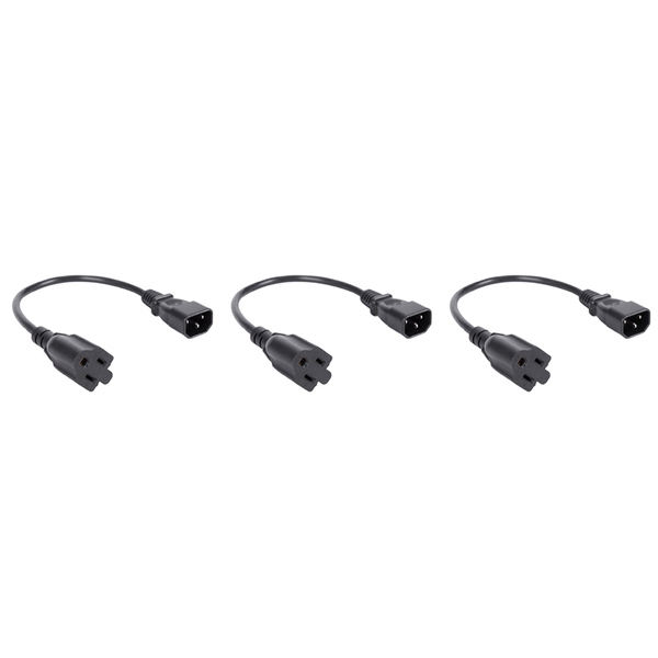 1Ft Iec 320 C14 Male Plug To Nema 5-15R Female Pc Power Cable Black