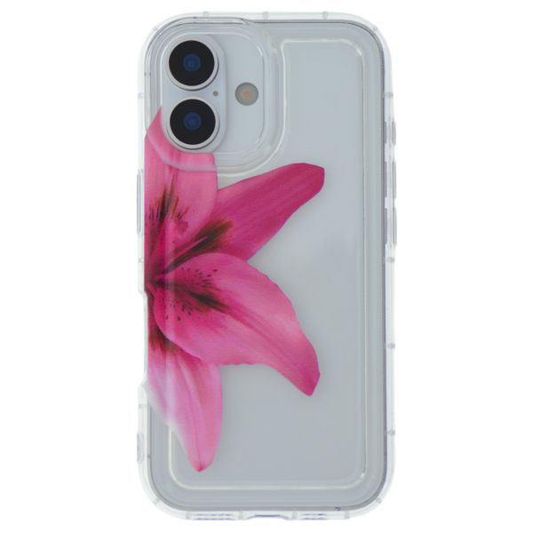 Clear Phone Case With Bold Pink Lily Flower Design - Compatible With iPhone