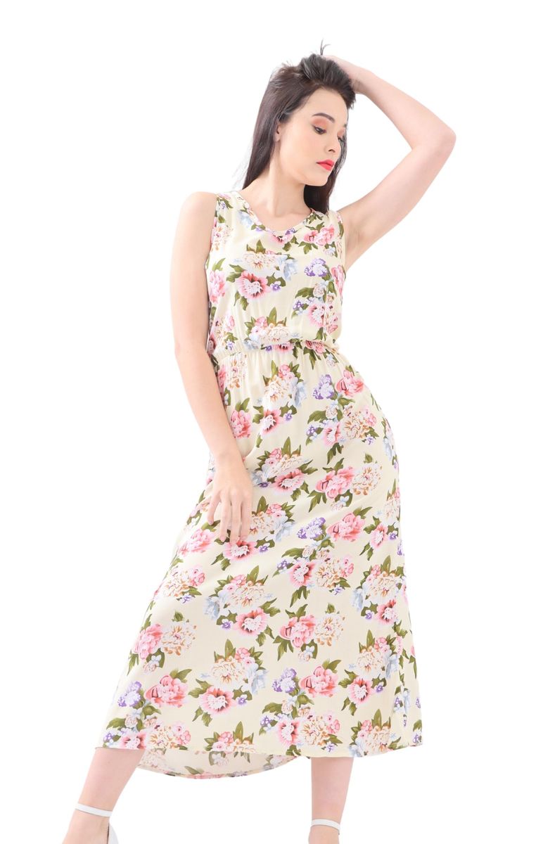 Designesty Ladies Floral Sleeveless Dress Cream Buy Online In South   S Zoom.file