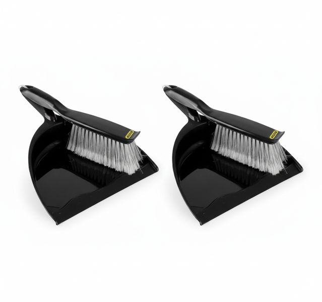 Dustpan &amp; Brush Set Black - 2 Pack
