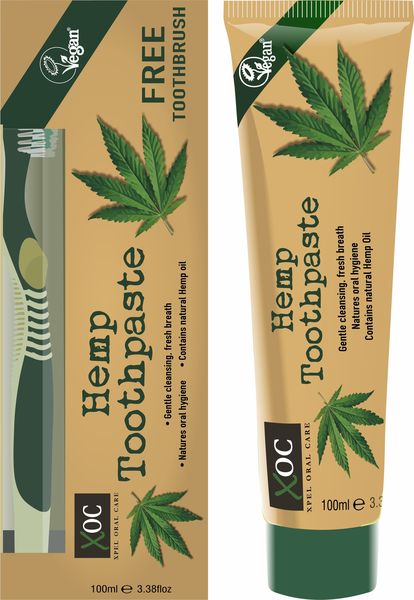 Xpel Oral Care Vegan Organic Hemp Toothpaste-Toothbrush(Fluoride Free)100ml