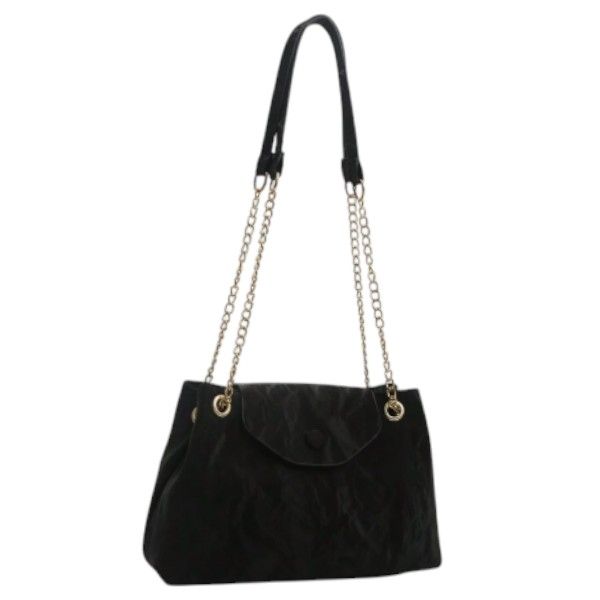 Elegant Noir Chain-Strap Handbag - Black
