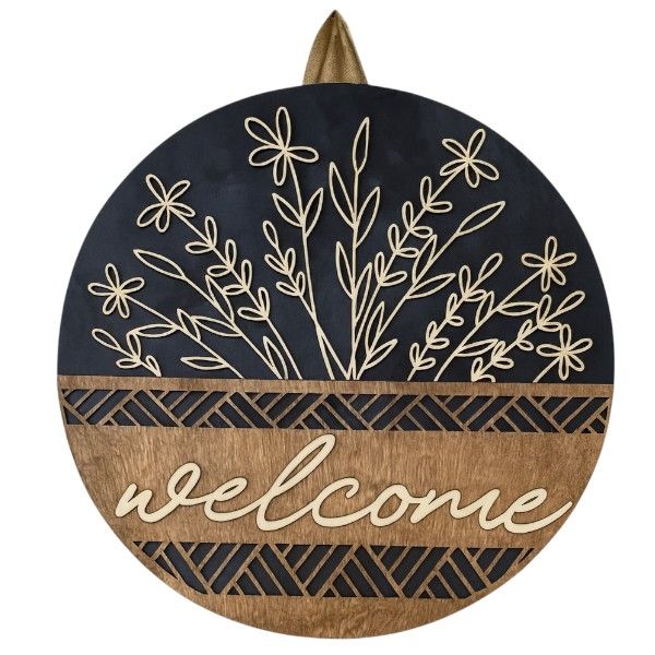 Decorative Round Wooden Welcome Door Sign